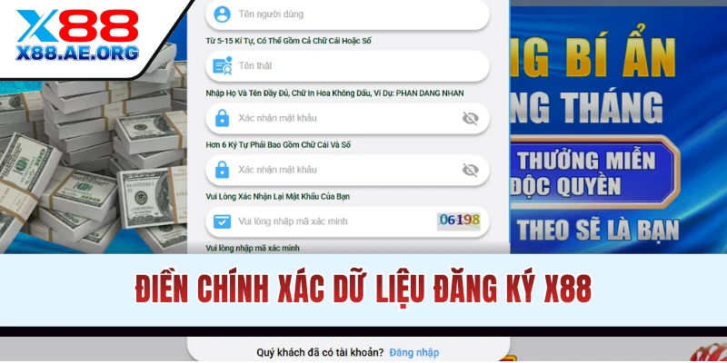 Hội viên nhập chính xác dữ liệu đăng ký